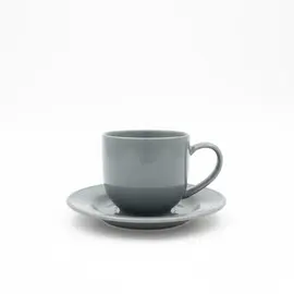 Filxhan Kafeje me Pjate / Set 6 cope / 100ml / Gri / Qeramike
