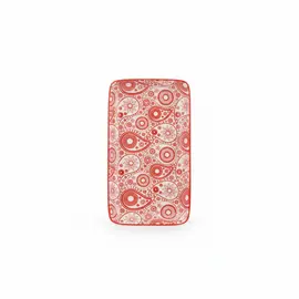 Pjate Servirje / 18cm / Bardhe - Kuqe / Porcelan / Katror