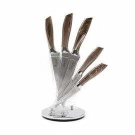 Set Thikash Kuzhine Inoks 7 Pjesë me Mbeshtetëse Rrotulluese Transparente