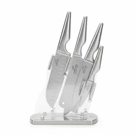 Set Thikash Kuzhine Inoksi 5 Copë me Bllok Akrilik Transparent