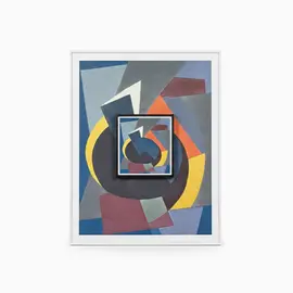 Pikturë Abstrakte Gjeometrike me Kornizë – Dekor Modern Muri, Multingjyrësh