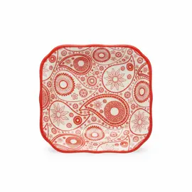 Tas i Vogel / 8.8cm / Bardhe - Kuqe / Porcelan / Katror