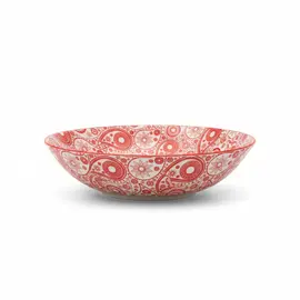 Tas Sallate / 23.8cm / Bardhe - Kuqe / Porcelan