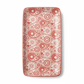 Pjate Servirje / 20.5x11cm / Bardhe-Kuqe / Porcelan/ Katror