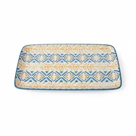 Pjate Servirje / 23x12cm / Verdhe-Blu / Porcelan / Katror