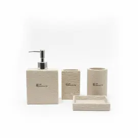 Aksesore Tualeti / Set 4 cope / Bezhe/ Material Guri kok metalike