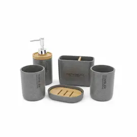 Aksesore Tualeti / Set 4 cope / Gri / Material Guri me dru