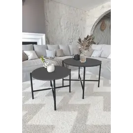 MOBILJE 2 SETS ROUND COFFEE TABLE - ANTHRACITE