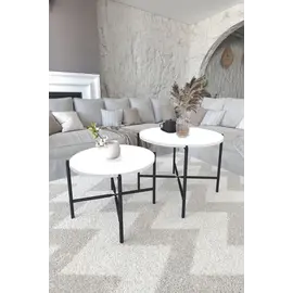 MOBILJE 2 SETS ROUND COFFEE TABLE - WHITE