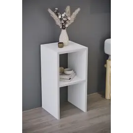 MOBILJE 2 SHELVES CHIPBOARD NIGHTSTAND - WHITE