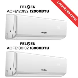 Set Kondicionerësh Felsen ACFE120I32 12000BTU + ACFE180I32 18000BTU Inverter A++/A+ me Teknologji Eko dhe Gaz R32