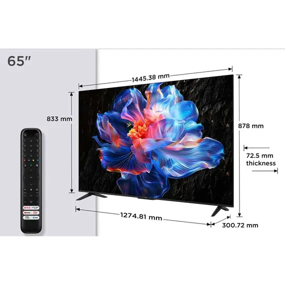 TV 65" TCL 65P69K Google TV Smart 4K Ultra HD Frameless, 3 imazh