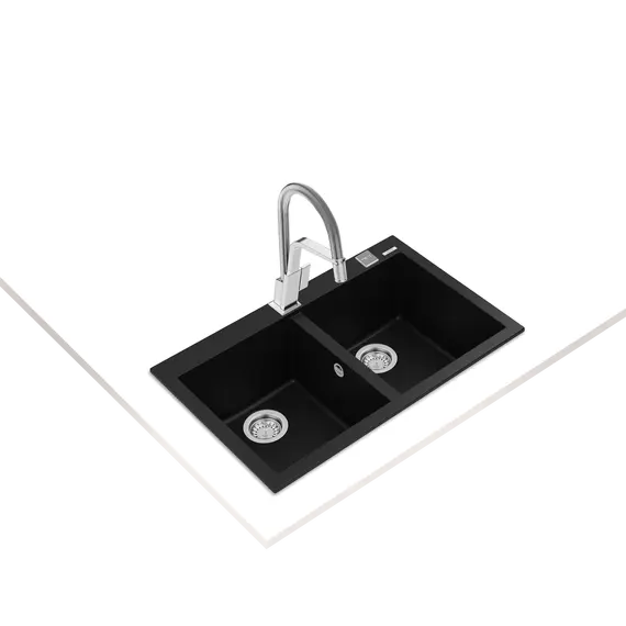 LAVAPJATE GRANITI TEKA FORSQUARE 2B 790 TG Black, 2 imazh