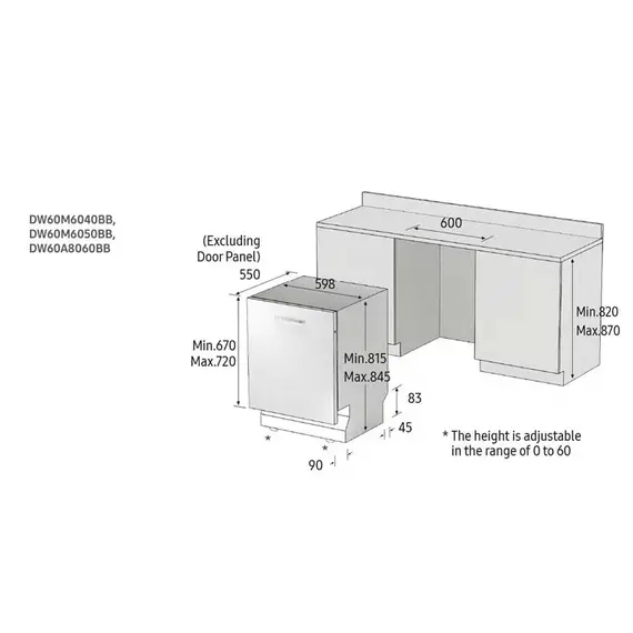 LAVASTOVILJE SAMSUNG DW60M6040BB/EO, 5 imazh