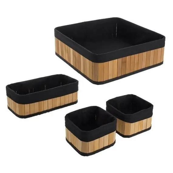 Set shporta bambuje ngjyrë bezhë e zezë - 4 copë