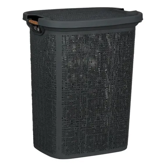 Shportë rrobash me doreza druri ngjyrë e zezë 46x37x57.5cm