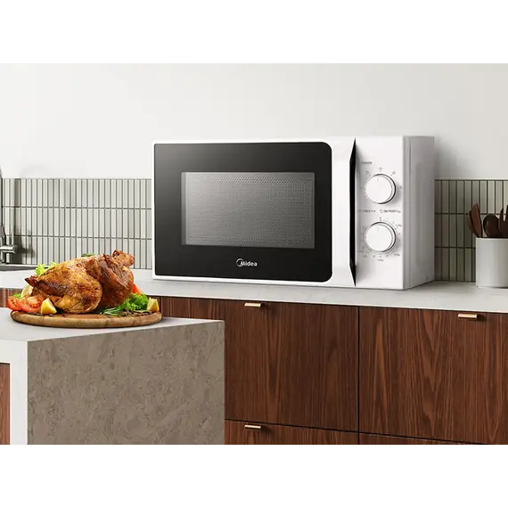 Mikrovale Midea MM20CF2E 20L 700W me Kontroll Mekanik dhe Shkrirje – E Bardhë, 5 imazh
