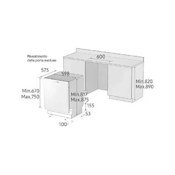 Lavastovilje Samsung DW60M6050BB/EO – Plotesisht e Fshehur, 14 Sets, 7 Programe, 7 imazh