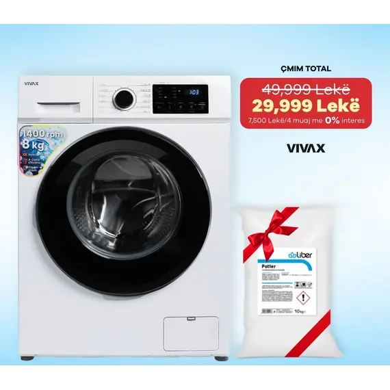 Lavatrice VIVAX WFL-140812CI 8 KG Inverter A(A+++) 1400 rpm + Detergjent Dhurate