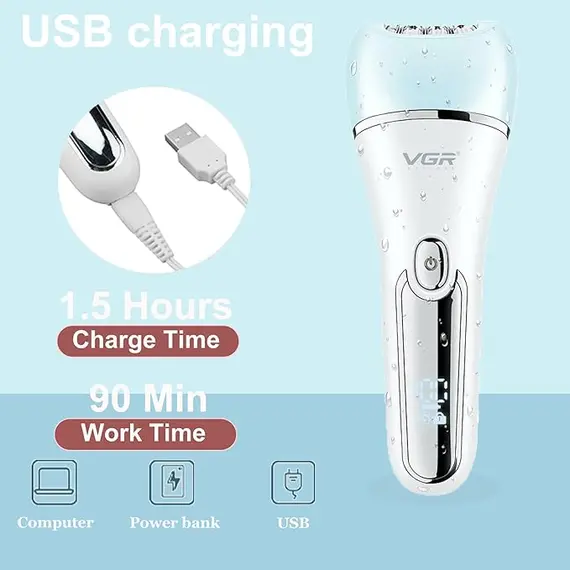 Epilator VGR V-733 6-në-1 Cordless IPX7 Waterproof – Blu, 5 imazh