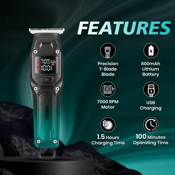 Makine Qethjeje Profesionale VGR V-964 me Turbo Mode, LED Display dhe Përdorim Cord/Cordless, 2 imazh