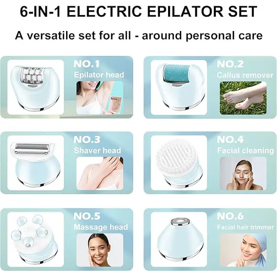 Epilator VGR V-733 6-në-1 Cordless IPX7 Waterproof – Blu, 3 imazh