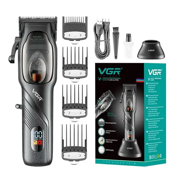 Makine Qethjeje Profesionale VGR V-269 9000 RPM me Ekran Digjital dhe Bateri 2500 mAh