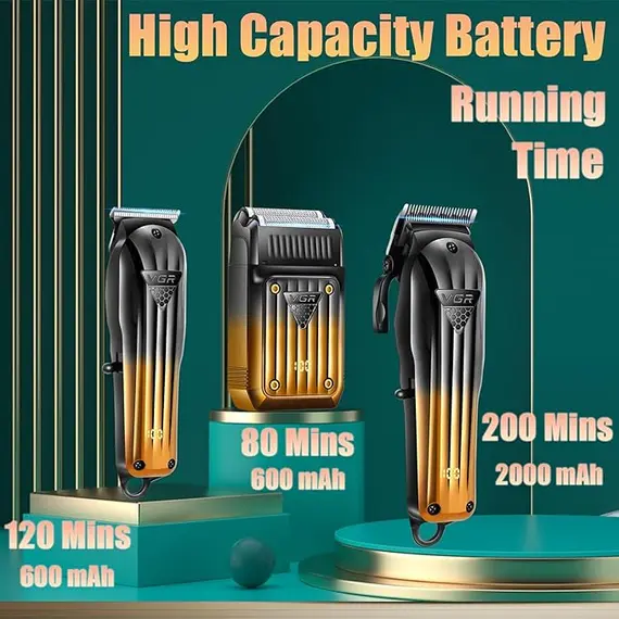 Set Qethjeje Profesionale VGR V-644 Cordless me LED Display – Makineri, Trimmer dhe Rroje Elektrike, 6 imazh