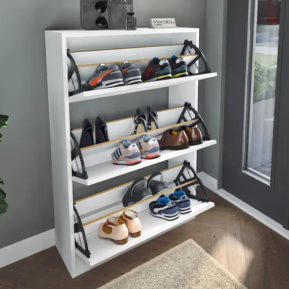 Mobilje MONACO Dollap këpucësh i bardhë, 4 imazh