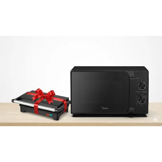 Mikrovale Midea MM20CF2EBK 20L me Kontroll Mekanik, 5 Programe dhe Defrost – E Zezë + Toster Grill Felsen SLG5015 Dhurate