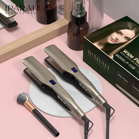 Pjaster Flokësh IPARAH P-115B 2në1 Profesionale me Pllaka të Gjera Qeramike, LED Display dhe Auto Shut-Off, 5 imazh