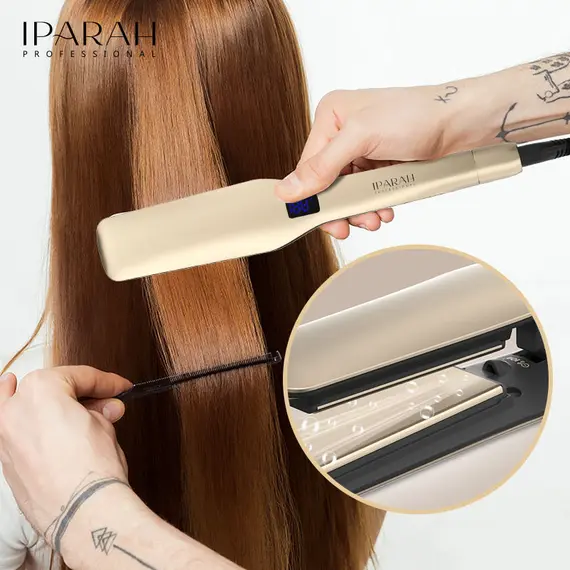 Pjaster Flokësh IPARAH P-115B 2në1 Profesionale me Pllaka të Gjera Qeramike, LED Display dhe Auto Shut-Off, 3 imazh