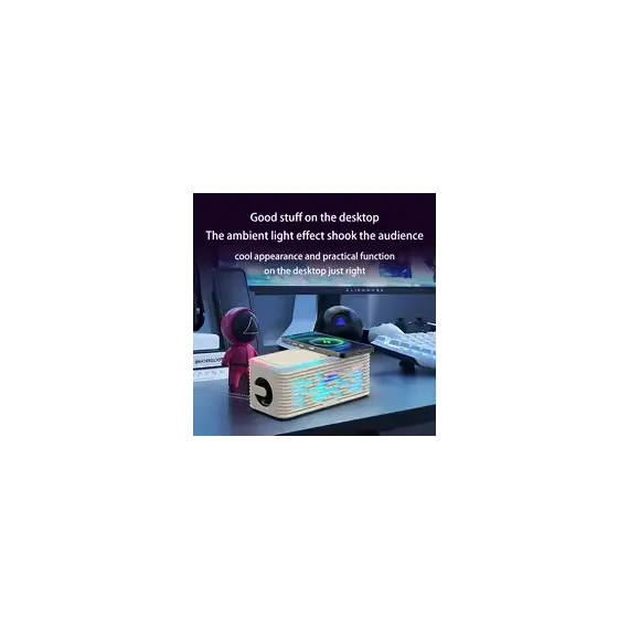 Boks Bluetooth CRELANDER Y19 me Karikim Wireless 15W, RGB LED, 2 imazh