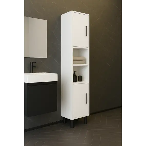 Mobilje SLIMORA Dollap banjoje i bardhë, 3 imazh