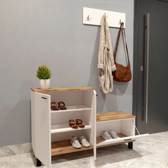 Mobilje VELUXA Set dollapësh dhe varësesh këpucësh i bardhë/Atlantik, 2 imazh