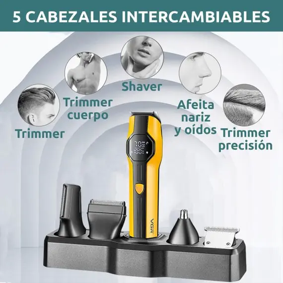 Set Profesional Grooming VGR V-173 13-në-1 IPX7 Waterproof me Bateri 1500mAh dhe Tehe Inox, 6 imazh