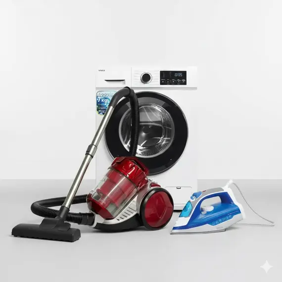 Set LAVATRICE VIVAX WFL-140712CI 7 KG + Fshese Korenti VIVAX VCC-1800RR + Hekur VIVAX IR-2200SS