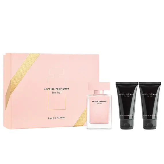 Set Narciso Rodriguez For Her EDP 50 ml + Body Lotion + Shower Gel – Aromë Ikonike për Femra