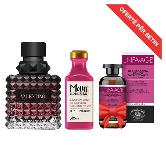 Set Valentino Donna Born in Roma Intense EDP 50ml + Maui Hibiscus Conditioner 385ml + Linfa Age Energizing Bath & Xhel Dhuratë