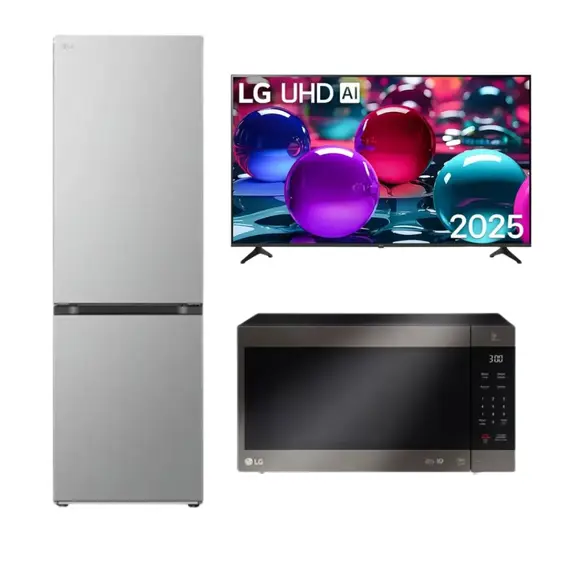 Set Frigorifer LG GBV21L0EPY 344 L + TV 43″ LG 43UA73003LA.AEUQ LED 4K UHD Smart+ Mikrovale LG MH6042D Smart Inverter
