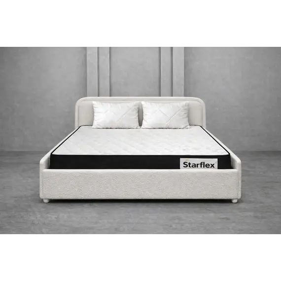 Krevat Pure – Ngjyre e bardhë e ngrohtë / Dyshek Starflex 19x160x190 cm + 2 Jastëk Komfort 40x60 cm