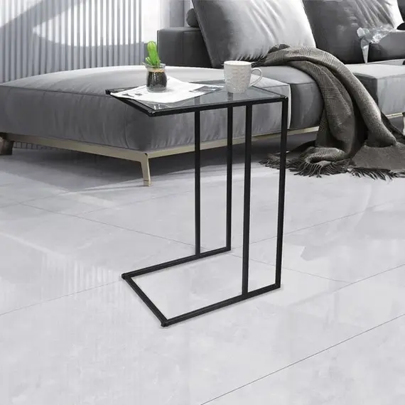 Tavoline me syprine xhami dhe kembe metalike 40x30x59cm