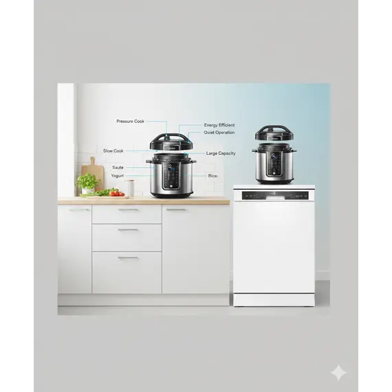 Lavastovilje MIDEA MFD60S120W-HR Qendrim I Lire 60cm + Multicooker Midea MY-CS6037WPB 6L 1000W Elektronik 15 Programe