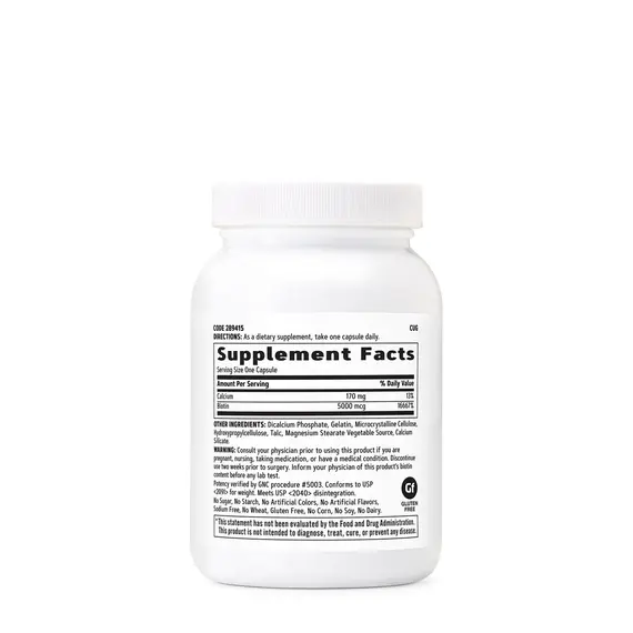 GNC Biotinë 5000 mcg 120 Kapsula, 2 imazh