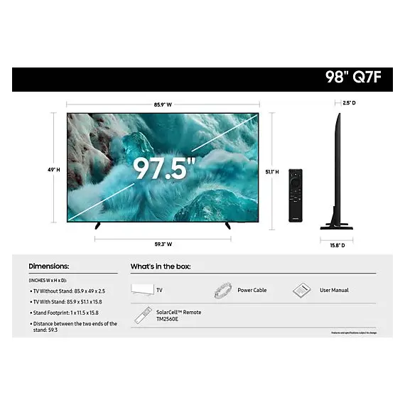 TV 98" Samsung QE98Q7FAAUXXH QLED 4K Smart TV Tizen, 4 imazh