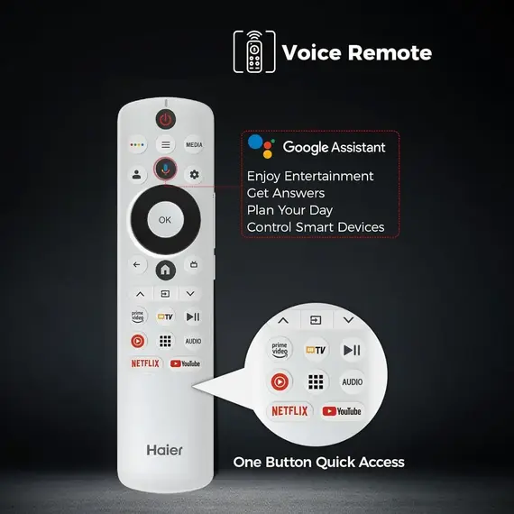 TV 55" Haier H55S80FUX 4K Ultra HD QLED Google TV, 9 imazh