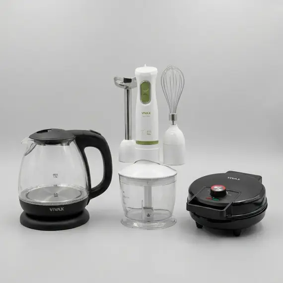 Set VIVAX Blender Dore HBS-400WG + Ibrik Elektrik WH-100G + Waffle Maker WM-1200 TB