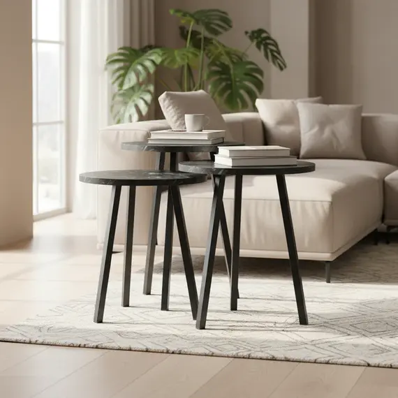 Tavoline Anesore 3-sh Round - Black, 2 imazh