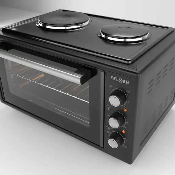 Furrë e Vogël me 2 Plitka FELSEN 45L 4550X-HP Black me Ventilim, 4 imazh