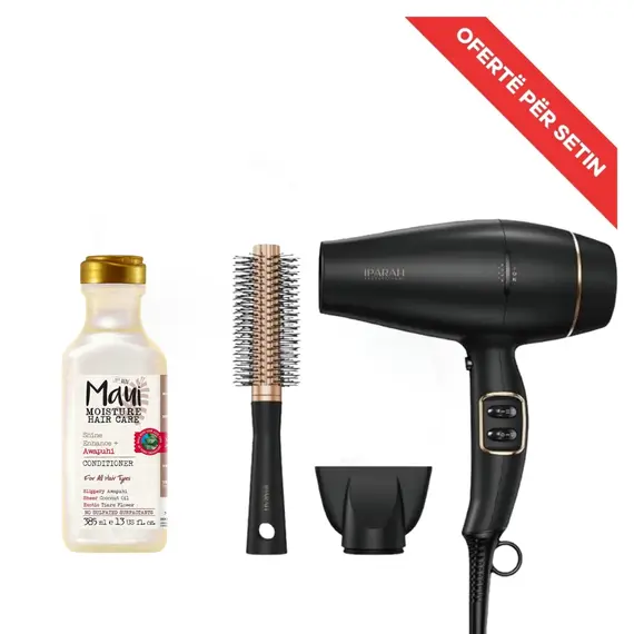Tharëse Flokësh Profesionale Iparah P-350 2200W me Teknologji Jonike, Cool Shot dhe Aksesorë Stilimi + Kondicioner rigjallërues Maui Awapuhi (385 ml)